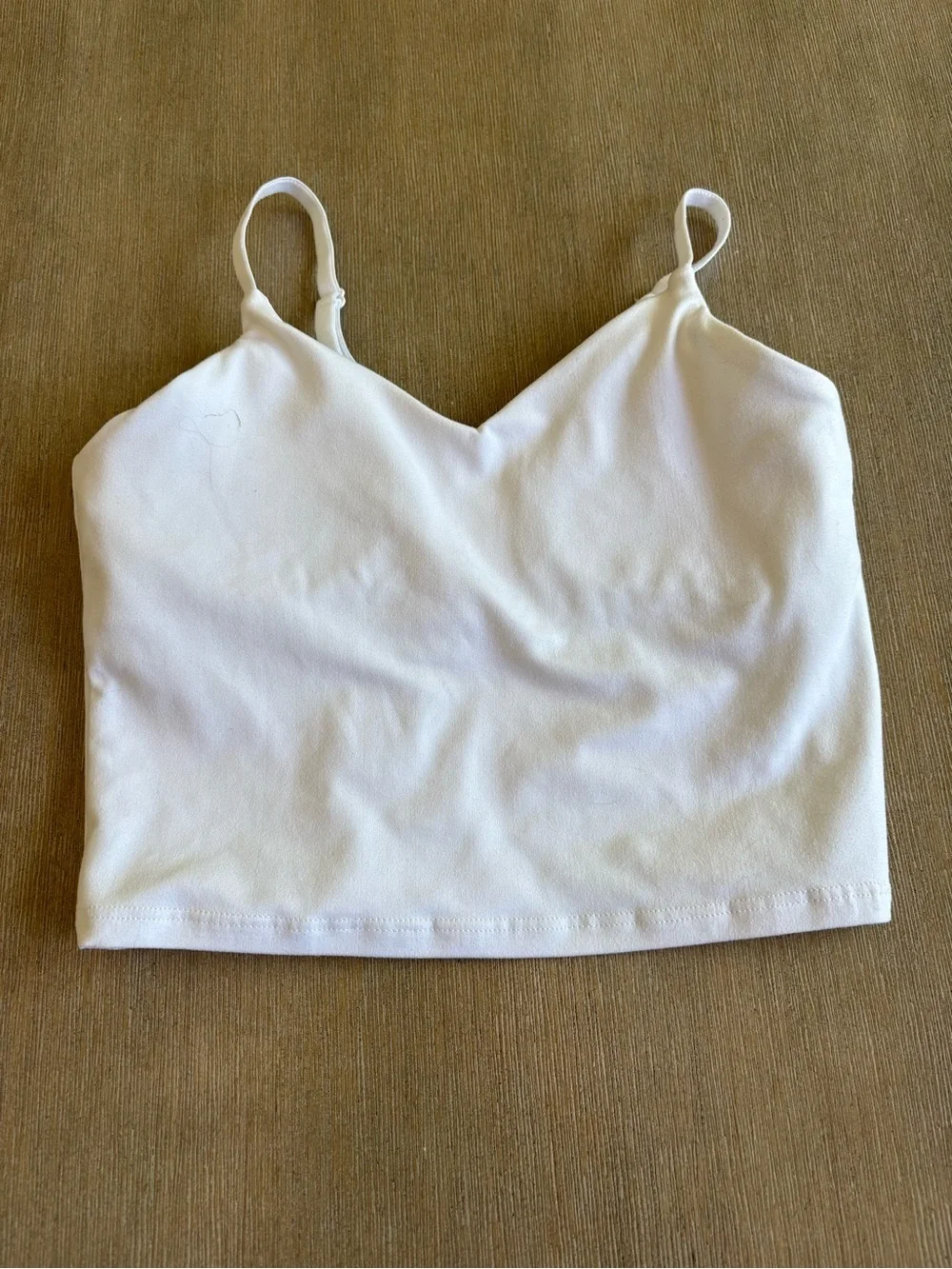 Athleta girl L/12 White V-Neck Adjustable Spaghetti Strap Crop Camisole